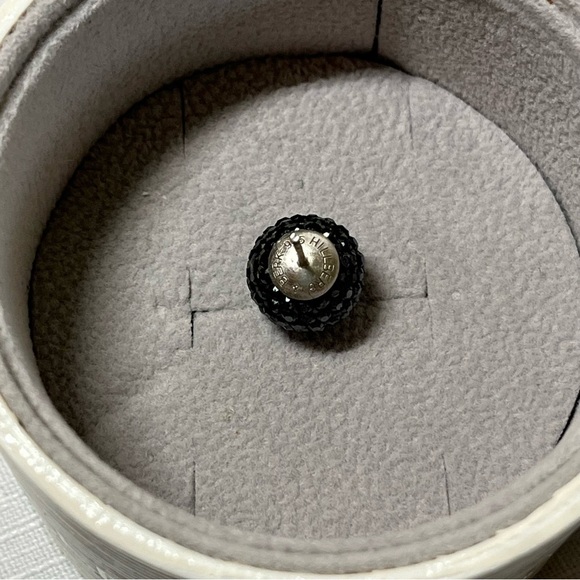 Hillberg & Berk 12mm hematite black sparkle ball earring. 925 post - Picture 3 of 3